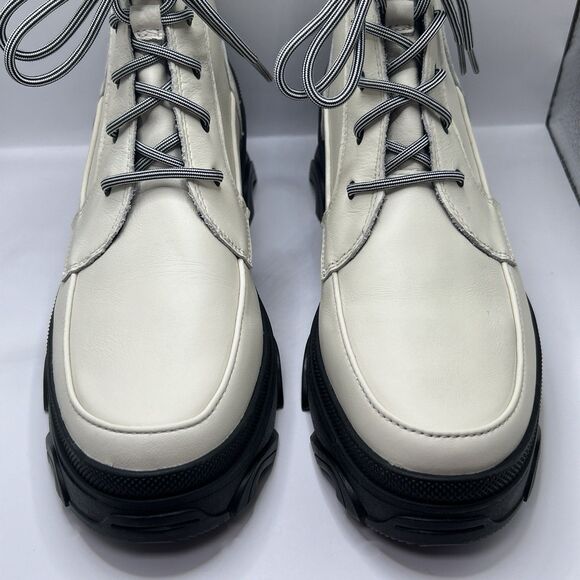 Sorel Brex Lace-Up Leather Lug Sole Boots In White Size 10.5 STORE MODEL - Picture 15 of 16